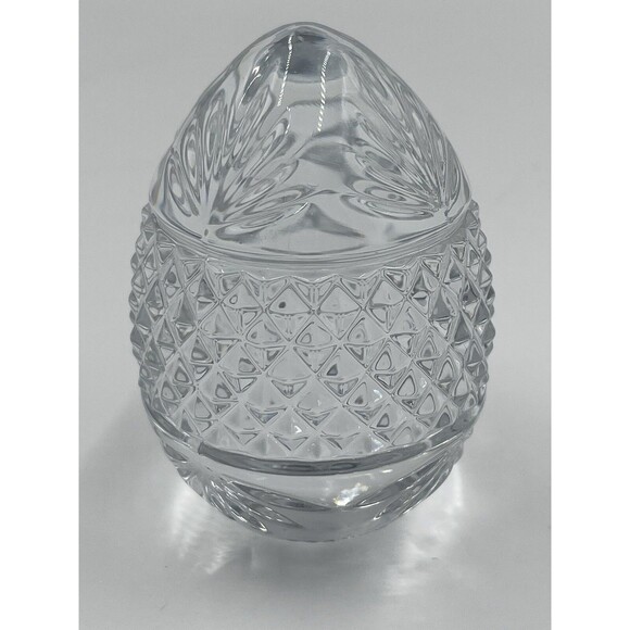 Made In France Cut Crystal Molded Design Glass Egg Shaped Paperweight 3.5” Heavy - Picture 4 of 15